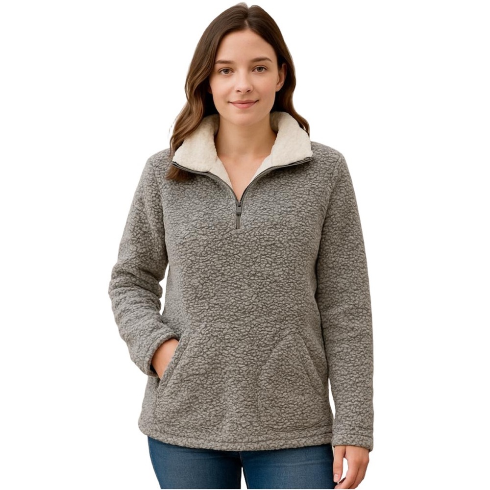 Love Tree Sherpa Gray Quarter Zip Fleece